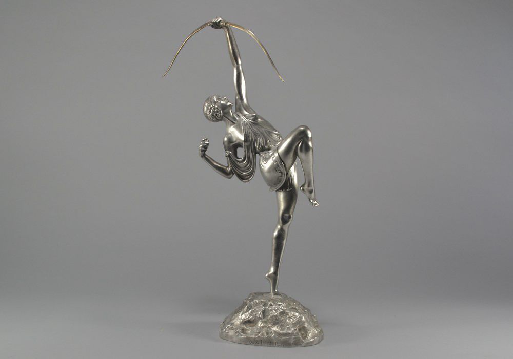 Pierre Le Faguays, Diana bronze Figure. Foundry mark. 1930