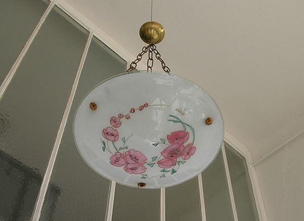 Signed ARYS hanging enameled glass lamp.