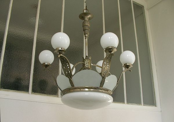 Impressive bronze art deco chandelier
