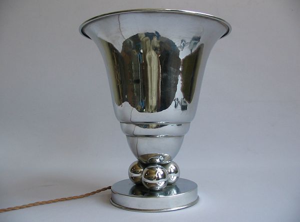 Modernist lamp. Nickel coated brass