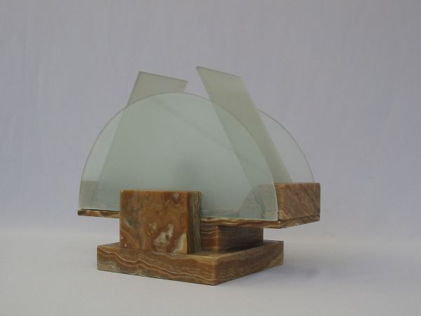 Art deco marble and glass cubist lamp