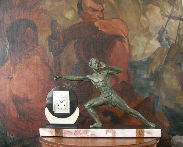 French Cab art deco bronze sculptures and lightings