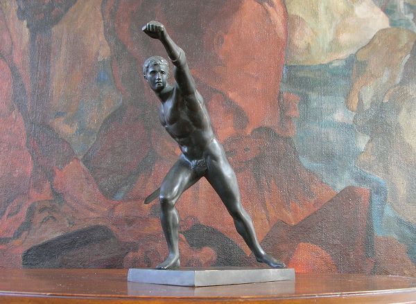 Classic Bronze of gladiator Borghese Foundry mark by Bildgiesserei Kraas