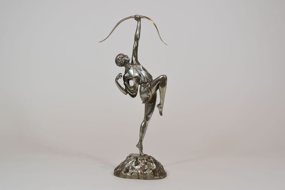 Le Faguays diana. 33cm version. Siver plated bronze