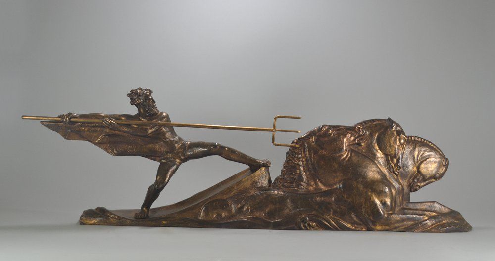 A. Bazzoni impressive bronze sculpture : POSEIDON