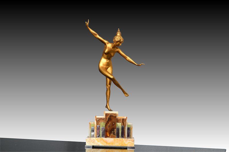 Art deco bronze dancing lady