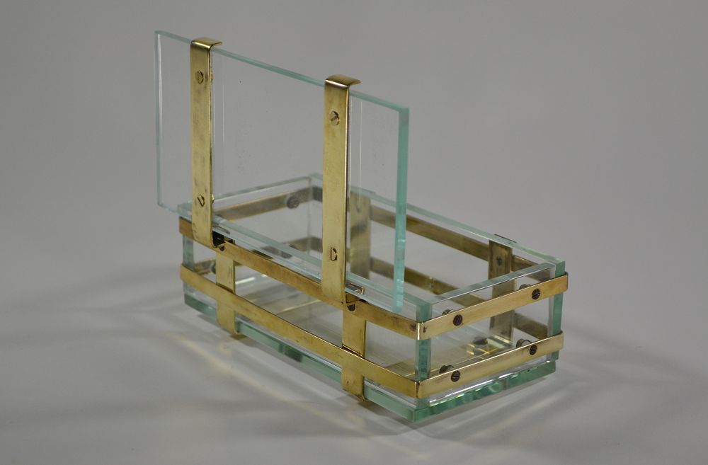 Crystal and metal modernist art deco box