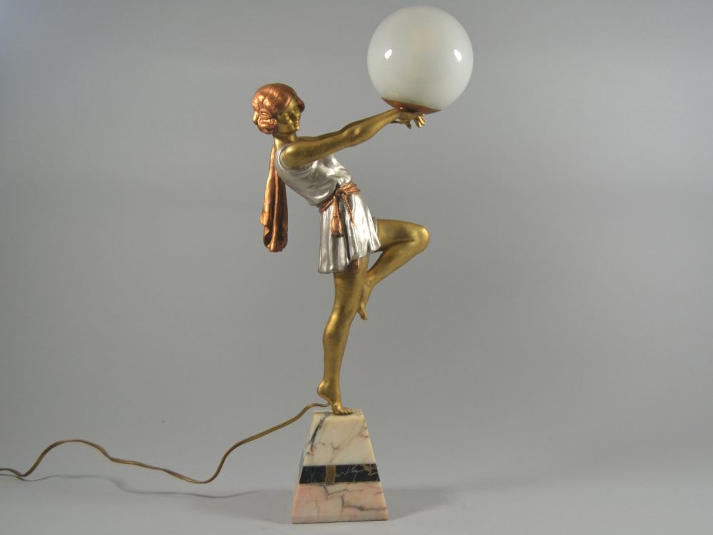 An art deco figural lamp by carlier