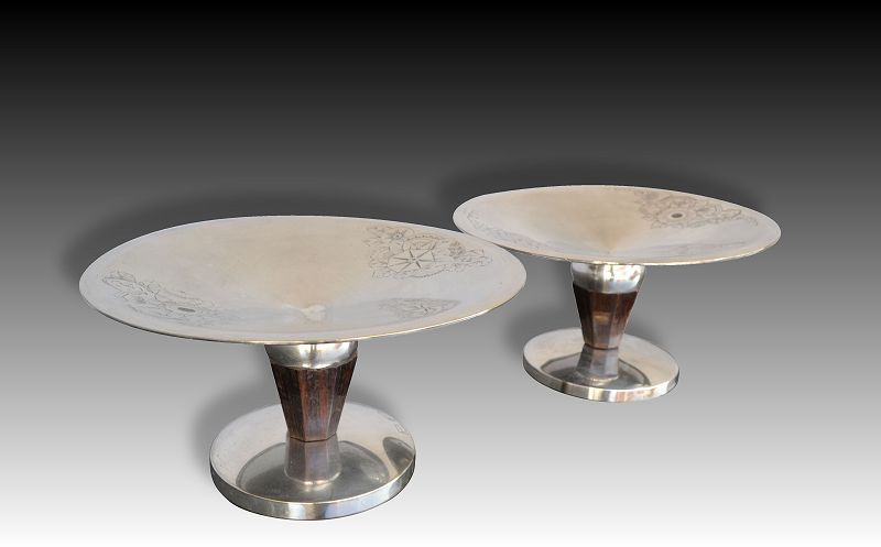 Art deco silver plated center piece pair