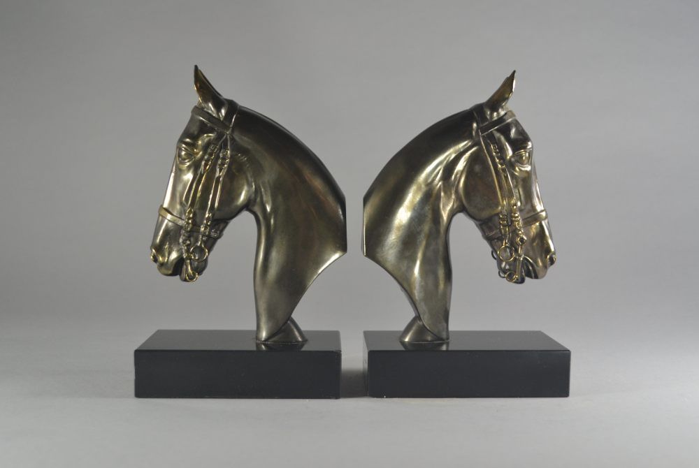 Art deco bookends with horses