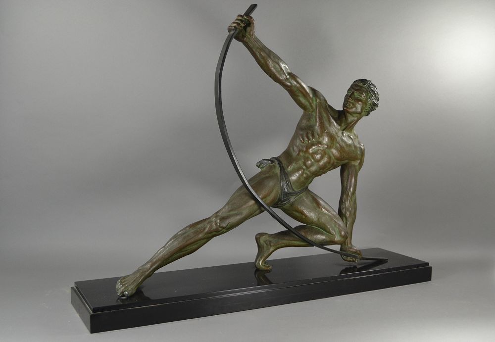 Iconic J. De Roncourt sculpture of a bending man