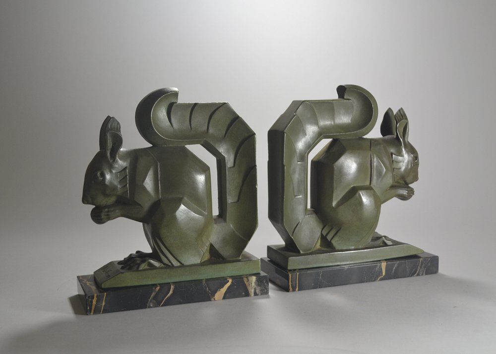 Tall version of Max Le Verrier squirrels bookends