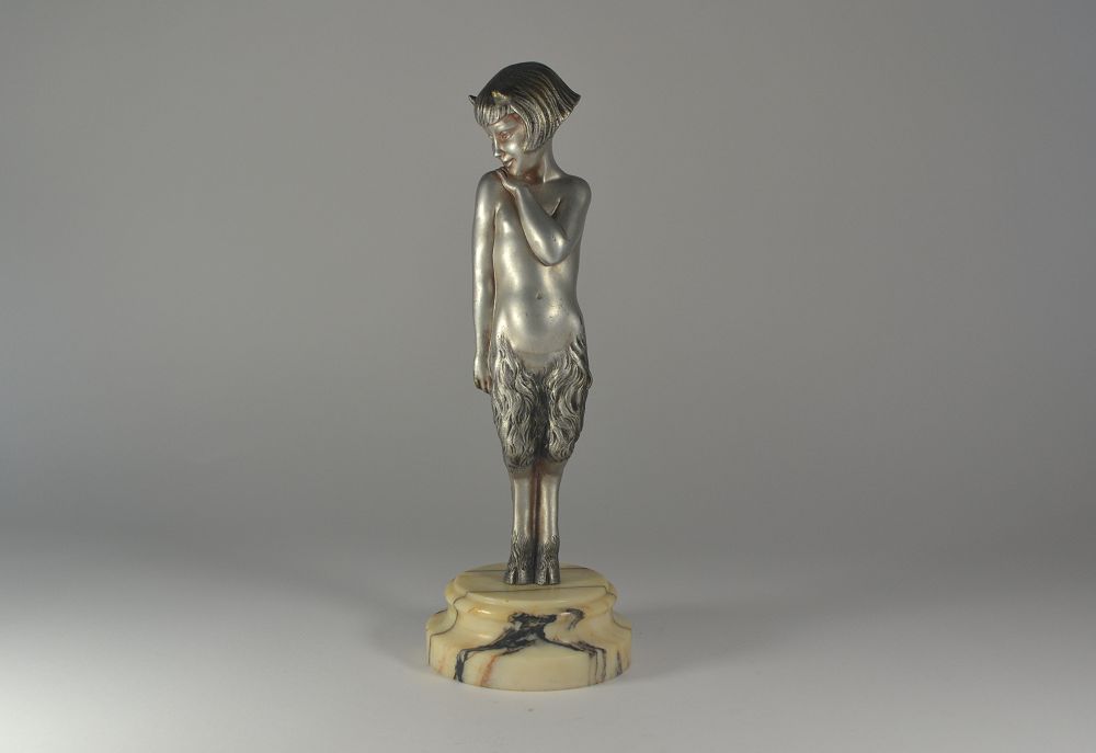 P. Laurel,  Le Faguays bronze figure of a faun girl