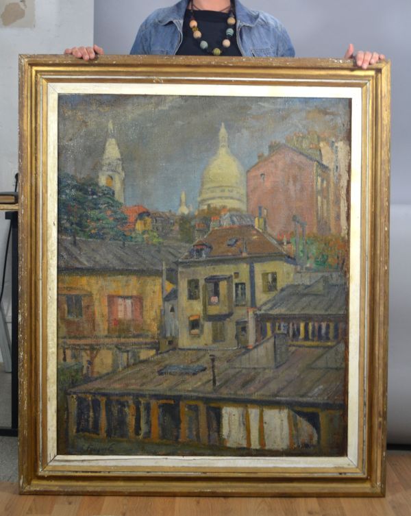 Emile Fouquet Paris Sacre Coeur large oil on canvas