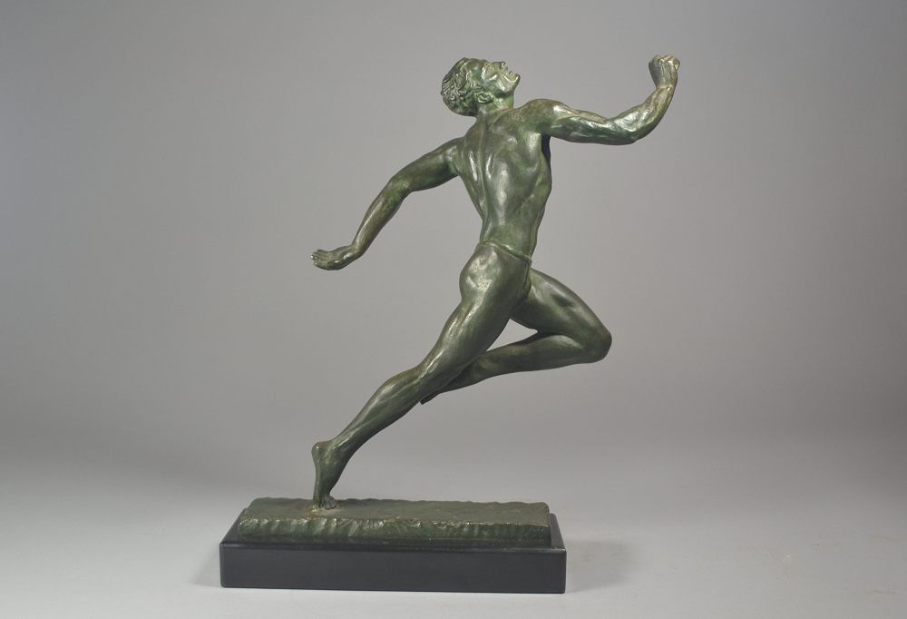 The Runner. Rare Pierre Le Faguays bronze sculpture. 
