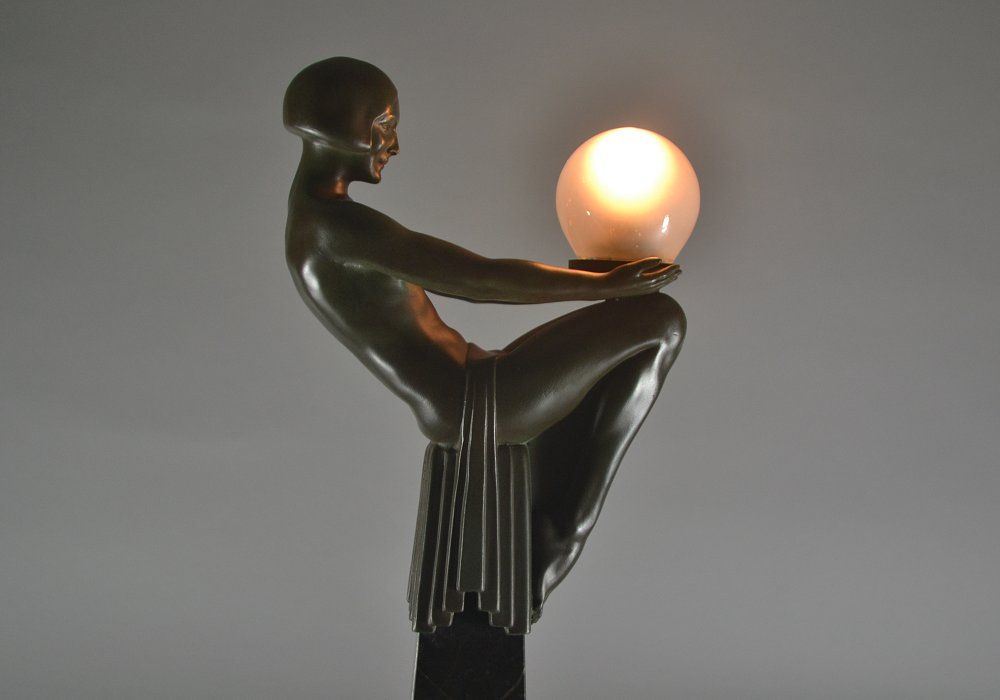 Max Le Verrier tall figural lamp