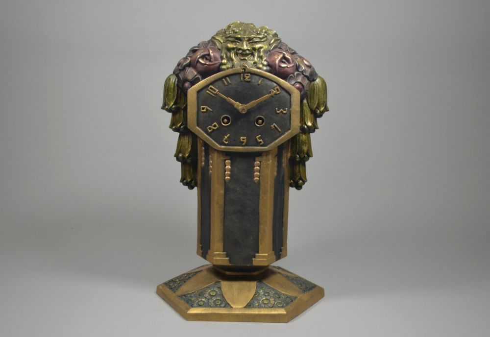 Limousin Art deco metal clock