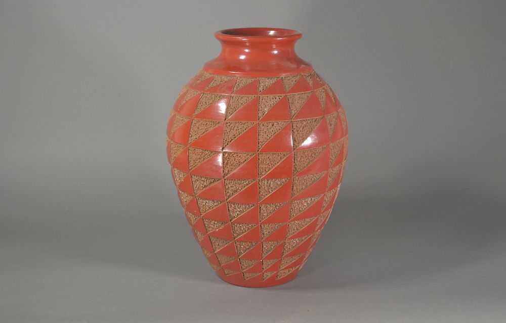 Art deco sand blasted ceramic vase. Mequinion ?