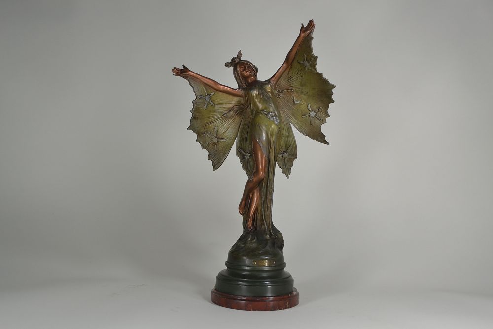 Art nouveau sculpture by Fuchs. Night butterfly