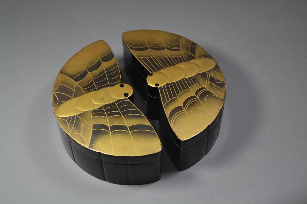 art deco lacquer box pair