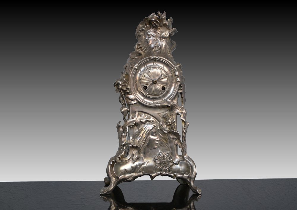 Art nouveau jugendstil bronze clock