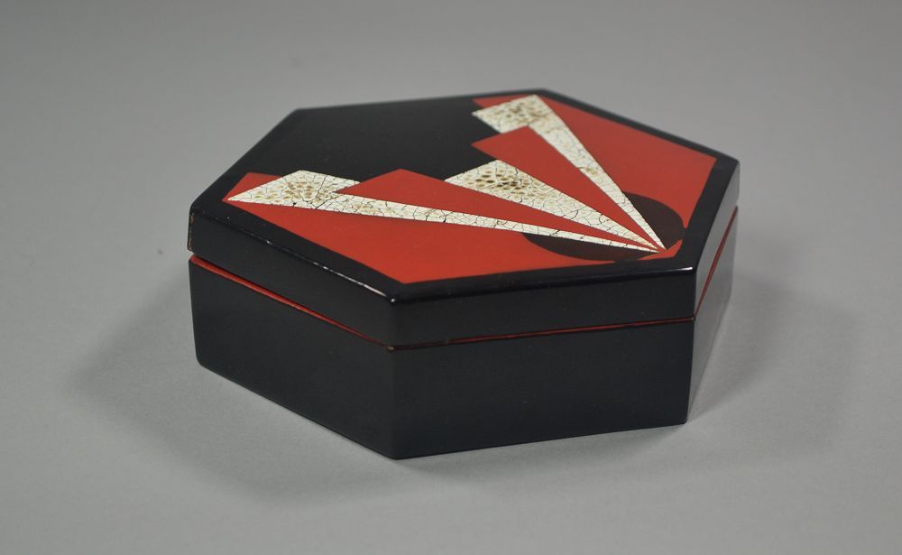 Paul Mergier. Rare lacquered and eggshell box. 1930