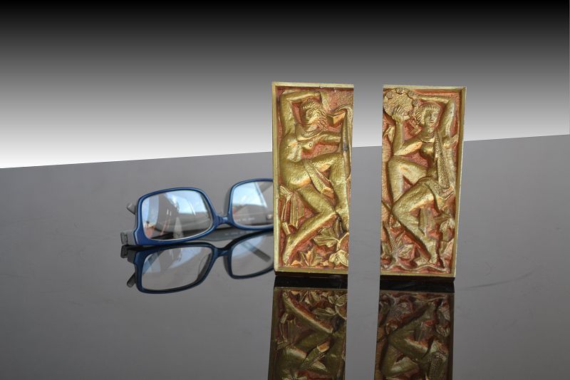 Art deco gilded bronze door handles