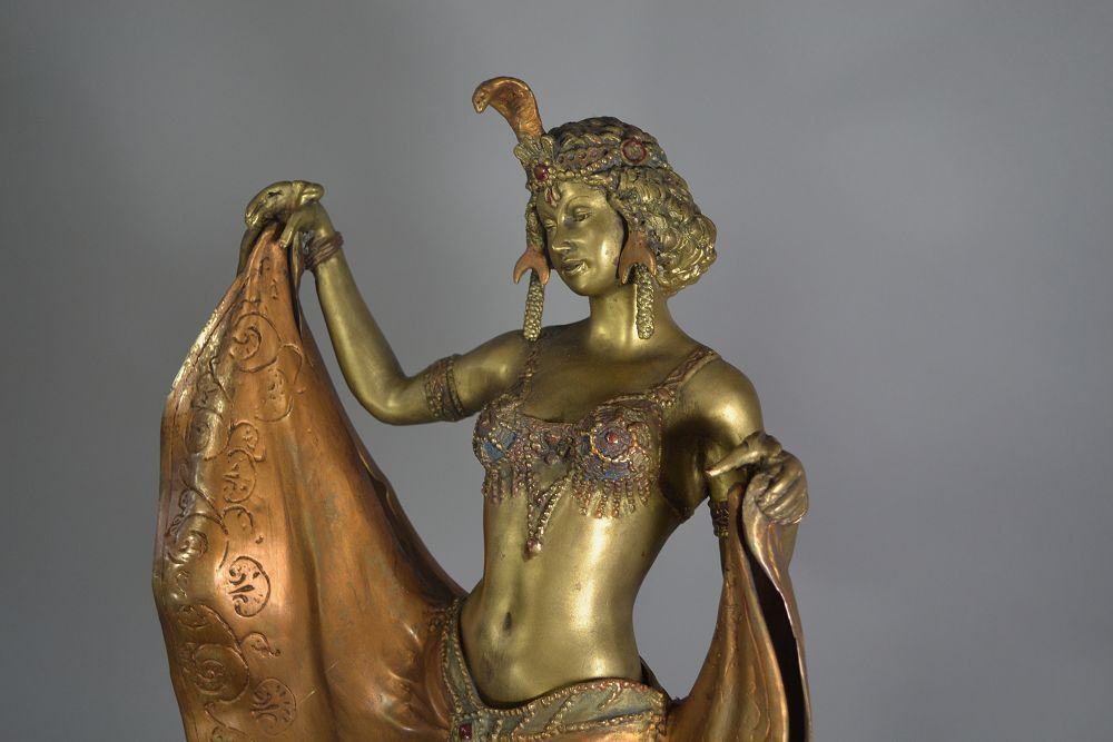 1930.fr Franz Bergman unique 64cm oriental dancer 'boudoir' figure. - Art  deco sculptures bronze clocks vases