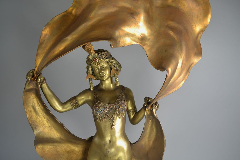 1930.fr Franz Bergman unique 64cm oriental dancer 'boudoir' figure. - Art  deco sculptures bronze clocks vases