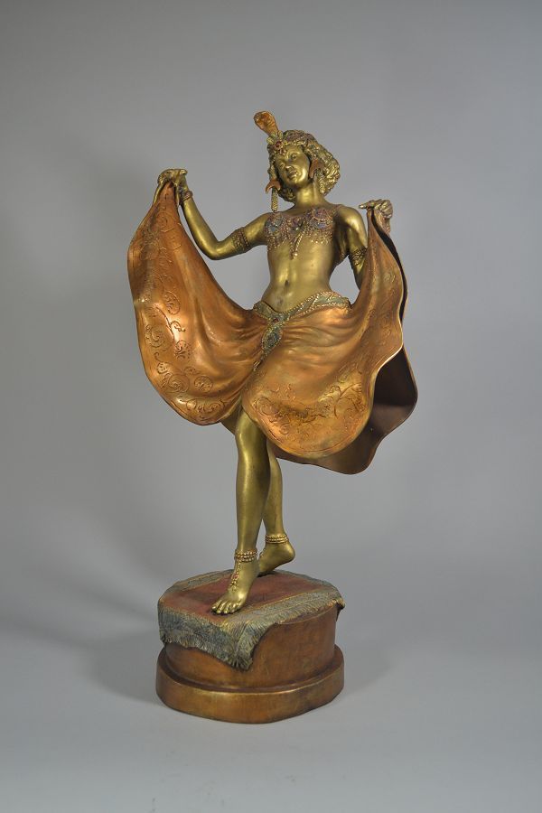 1930.fr Franz Bergman unique 64cm oriental dancer 'boudoir' figure. - Art  deco sculptures bronze clocks vases