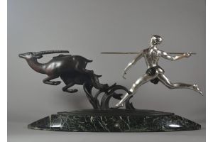 A. Kelety, impressive bronze figural group 