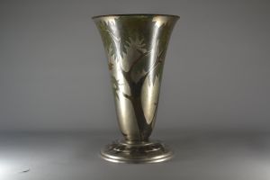 Paul Louis Mergier rare tall vase lamp dinanderie