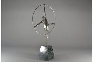 Tall Georges Duvernet bronze hoop dancer