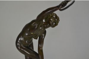 Tall 50cm art deco rings dancer by Saladin. Bronze figure