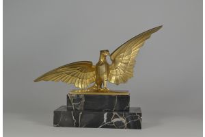  Art deco cubist bronze eagle sculpture