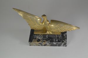  Art deco cubist bronze eagle sculpture
