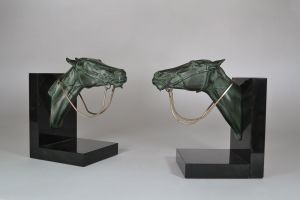  Bookends pair with horses.