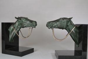  Bookends pair with horses.