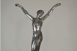 L. Alliot tall bronze art deco dancer