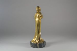Art nouveau symbolist gilded bronze figure