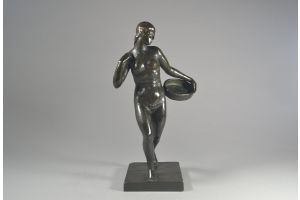 Josep Armengol. Bronze sculpture Lady with a basket. 