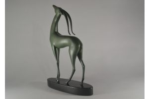 Art deco modernist Boisnoir bronze tall antelope