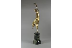 Marcel Bouraine tall art deco bronze dancer. Rare.