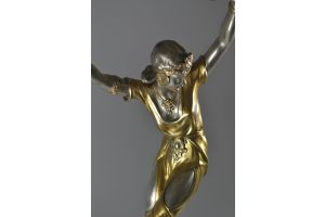 Marcel Bouraine tall art deco bronze dancer. Rare.