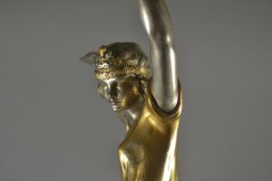 Marcel Bouraine tall art deco bronze dancer. Rare.