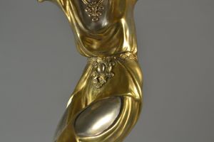 Marcel Bouraine tall art deco bronze dancer. Rare.