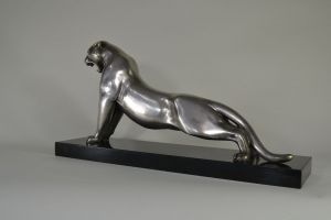 Bracquemond art deco bronze stretching panther