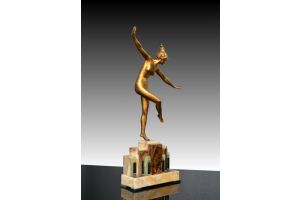 Art deco bronze dancing lady