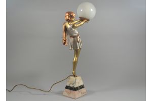 An art deco figural lamp by carlier