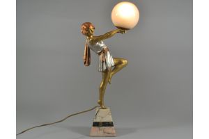 An art deco figural lamp by carlier